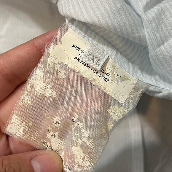 Prada White Blue Button Down Shirt Fits Mens Large Dressy Classic With Flaw - Picture 6 of 11